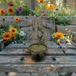 Distressed Green Footed Cloche w Butterflies 67cm - Image 2