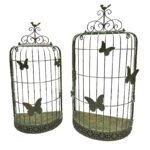 Set 2 Nested 'Butterfly Cages' Wall Planters 71cm, 62cm
