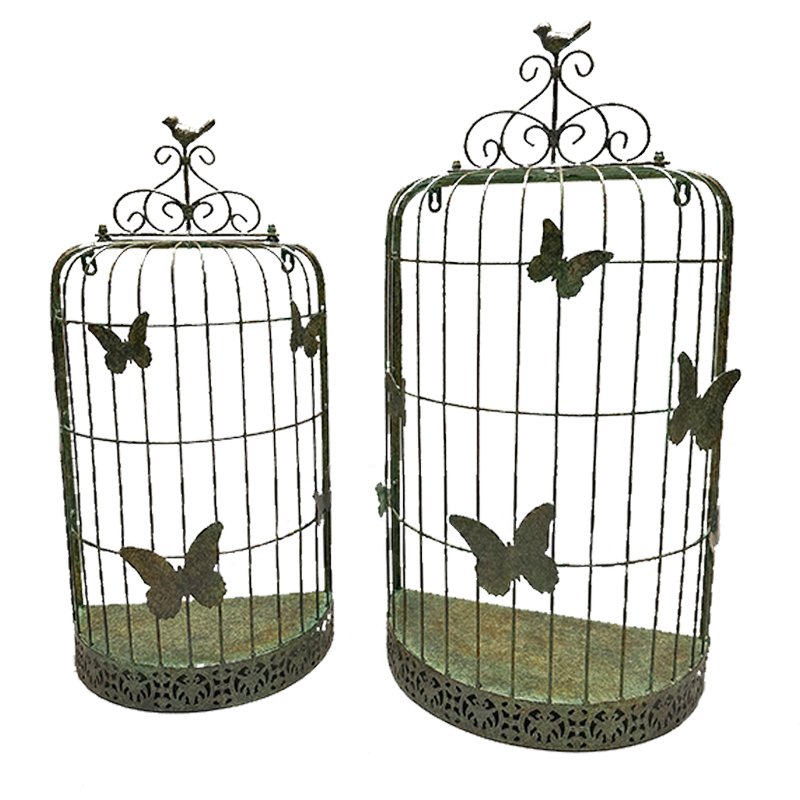 V637-74138PLN-202508251606-00.jpg Set 2 Nested 'Butterfly Cages' Wall Planters 71cm, 62cm - Image 1