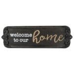 Nero 'Welcome to  Our Home' Carved Wall Art 80x25cm