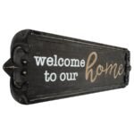 Nero 'Welcome to  Our Home' Carved Wall Art 80x25cm - Image 2
