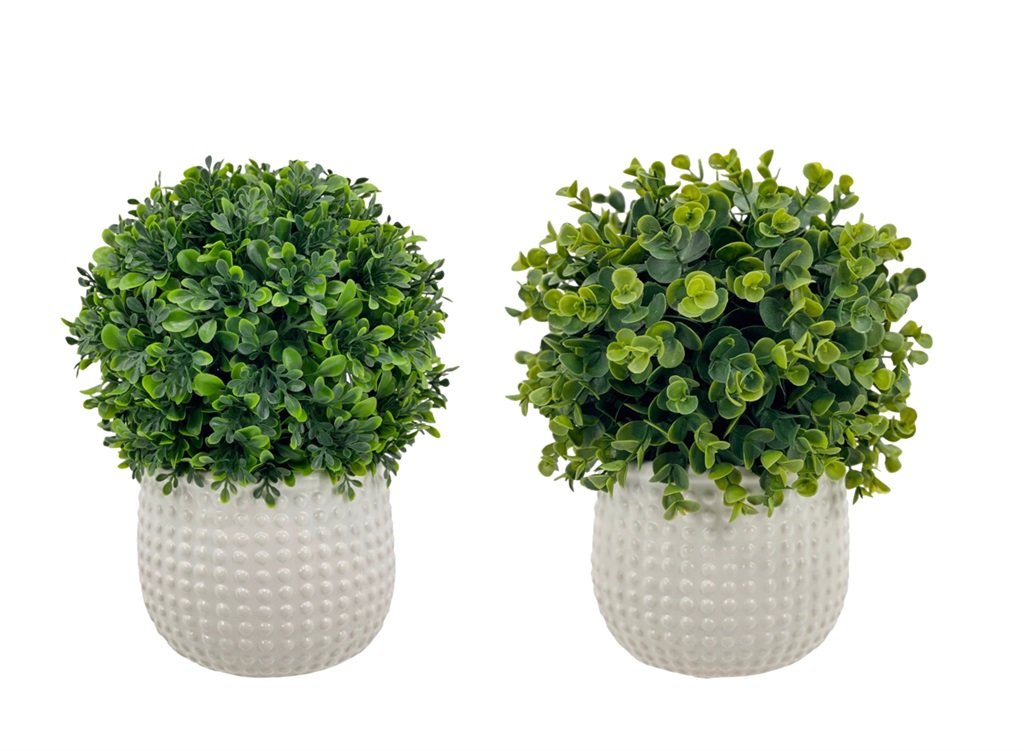V637-AFL32070-202508251620-00.jpg Set 2 Artificial Boxwood Topiary Ball in Ceramic Pot 29cm - Image 1