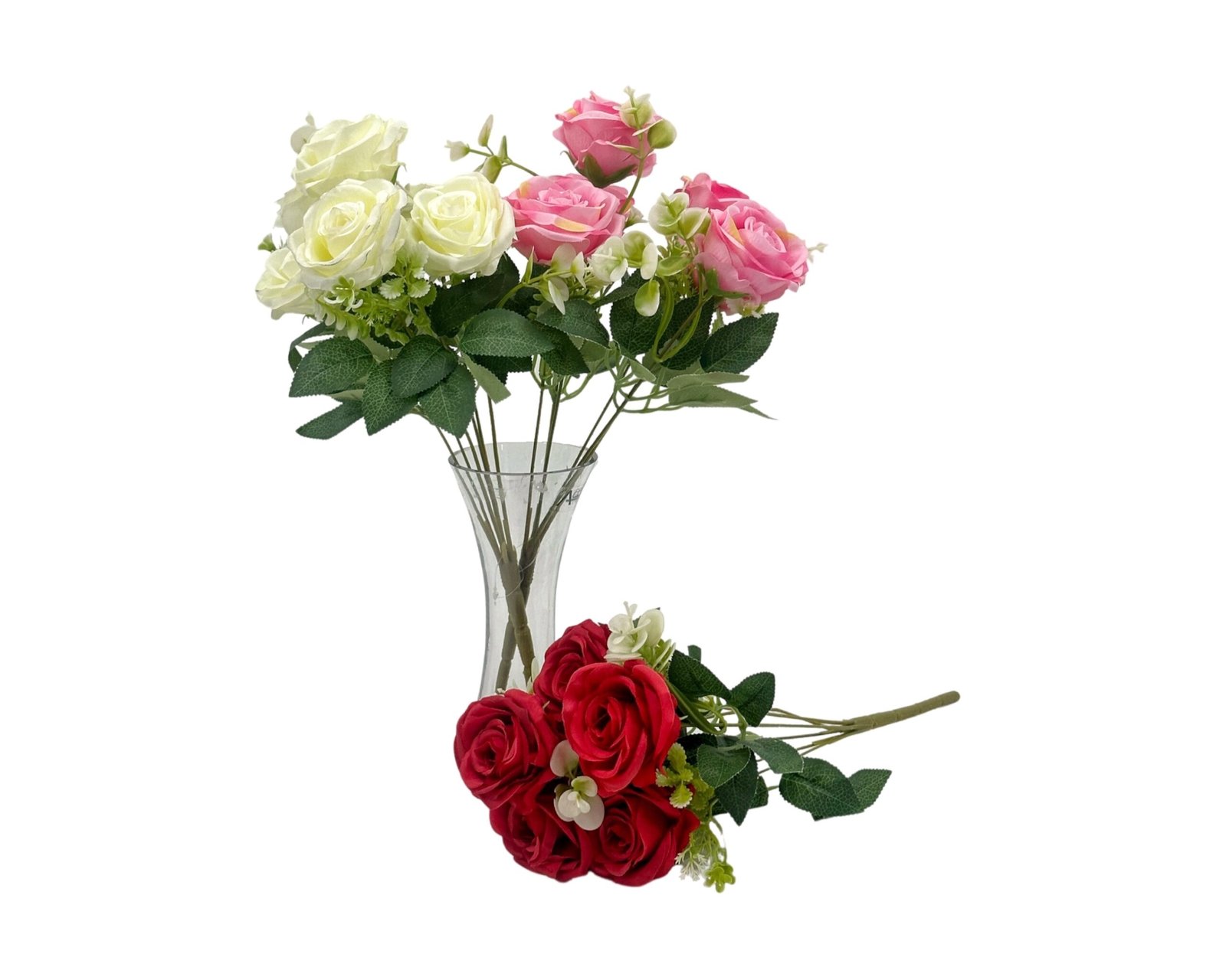 V637-AFL35149-202508251650-00.jpg bulk 24 Artificial Rose 6 Branches 3 Assorted 10x40cm - Image 1