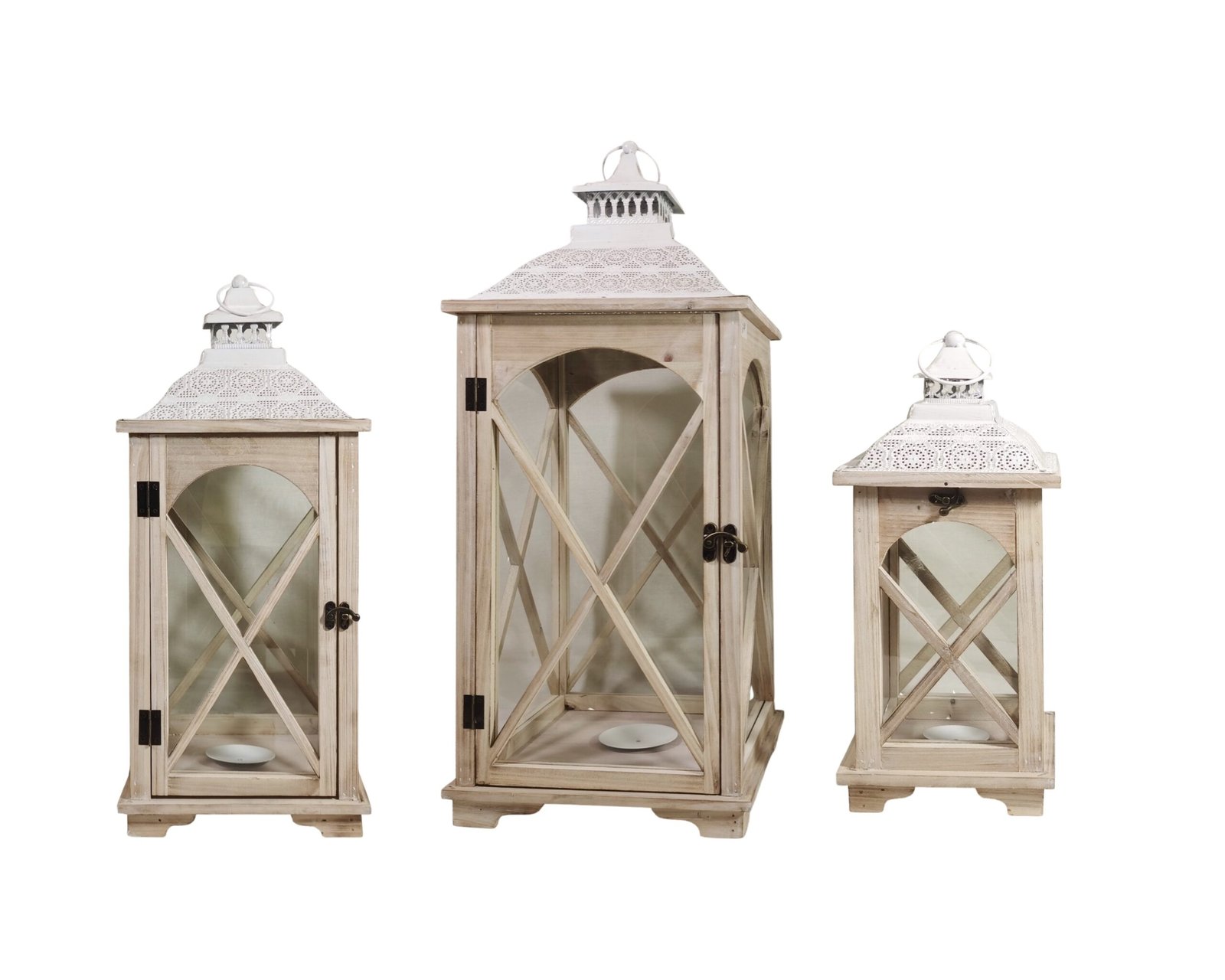 V637-DCO35036-202508251635-00.jpg Set 3 Natural Wooden Lantern w White Metal Top 75cm - Image 1