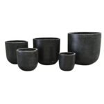 Modern Black Rounded Terrazzo Planters Set of 5 Bulk Savings
