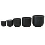Modern Black Rounded Terrazzo Planters Set of 5 Bulk Savings - Image 2