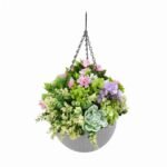 Hanging Artificial Succulent Basket 36cm UV Resistant - Image 2