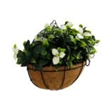 Artificial Wall Basket - Flowering White Jasmine Basket 20cm x 35cm Long UV Resistant - Image 2