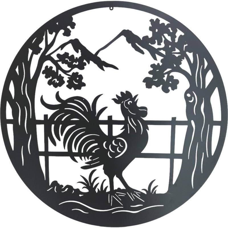 V637-E522835-202508252055-00.jpg Set 2 Rooster Metal Wall Art 98x98cm - Image 1