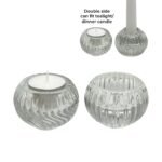 bulk 36 Clear Patterned Glass Candle Holder 2 Assorted 6x4cm
