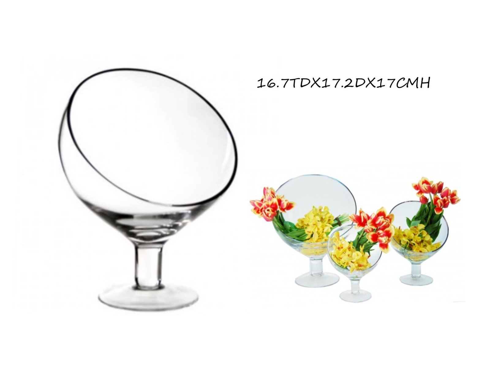 V637-GVA30314-202508252130-00.jpg bulk 6 Glass Vase Round Slanted Top 17x17cm - Image 1