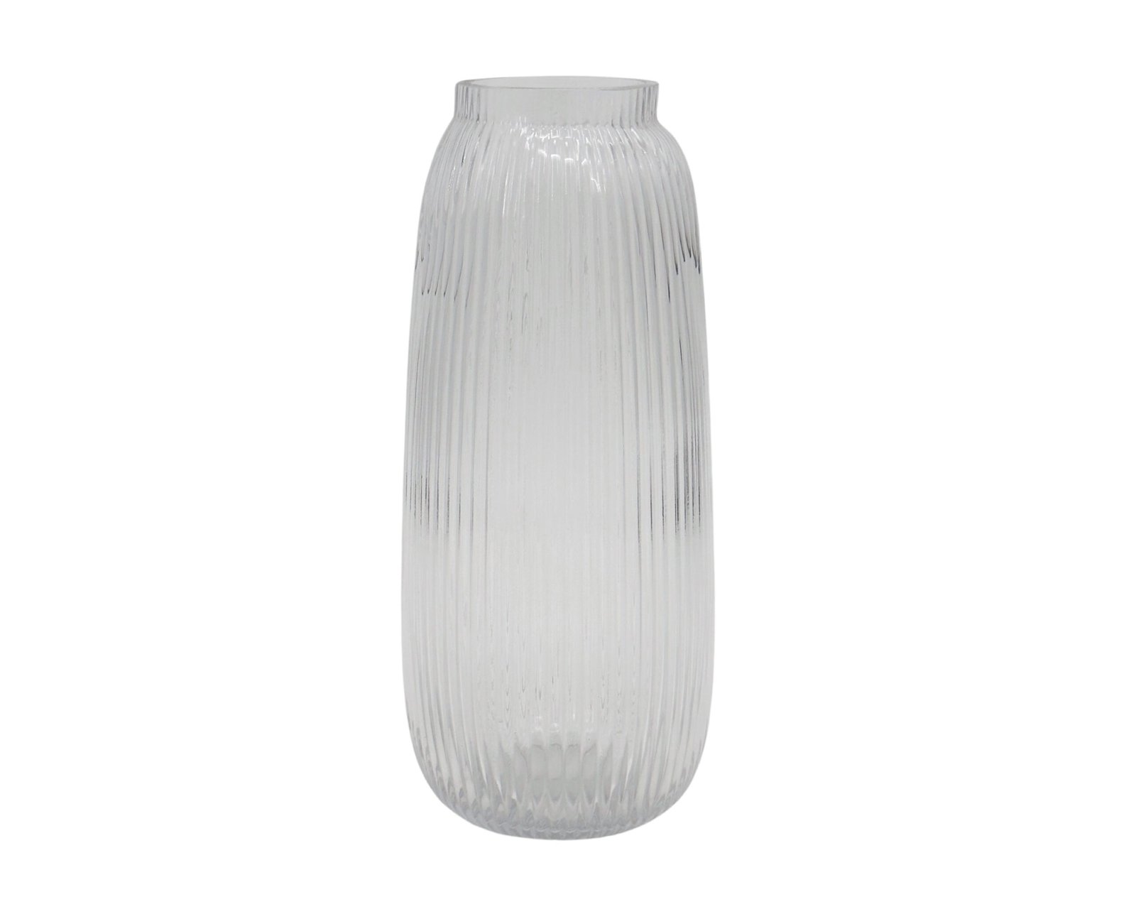 V637-GVA35416-202508252152-00.jpg bulk 6 Clear Rippled Glass Vase Cone With Lip 7x30cm - Image 1