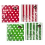 bulk 960 Red & Green Dots Stripes 2ply Napkin 33cm