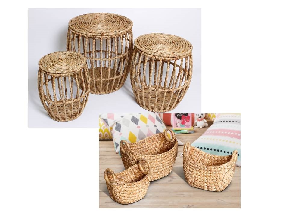V637-WDB27520-202508260640-00.jpg Set 6 Water Hyacinth Storage Table & Baskets 50cm - Image 1