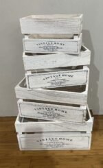 Set 4 Vintage Home Wood Crate White Wash 40x20cm - Image 2