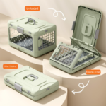 Blue Premium Foldable Pet Carrier Crate - Breathable Aviation Travel Box for Cats & Small Dogs up to 10kg - Portable Car & Flight Transport Case - Image 3