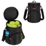 Black Versatile Tennis Baseball Lacrosse Bag with Multiple Pockets - Portable Black Design
