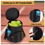 Black Versatile Tennis Baseball Lacrosse Bag with Multiple Pockets - Portable Black Design - Image 3