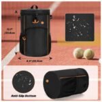 Black Versatile Tennis Baseball Lacrosse Bag with Multiple Pockets - Portable Black Design - Image 4