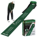 Indoor Golf Putting Mat with Automatic Ball Return System 2.6m Practice Green with Alignment Guides for Home and Office Training
