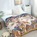 Pure Cotton Multi-Layer Gauze Blanket(Classic A, 230 cm x 200 cm) - Lightweight, Ultra-Breathable, and Moisture-Wicking Summer Quilt for Hot Sleepers
