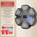 Black 6-Target Sensor Smart Bluetooth Music Boxing Kit with Parent-Child Gloves - Electronic Wall Punch Pad, Drill-Free & Detachable, Screen Counter, USB Rechargeable - Image 2