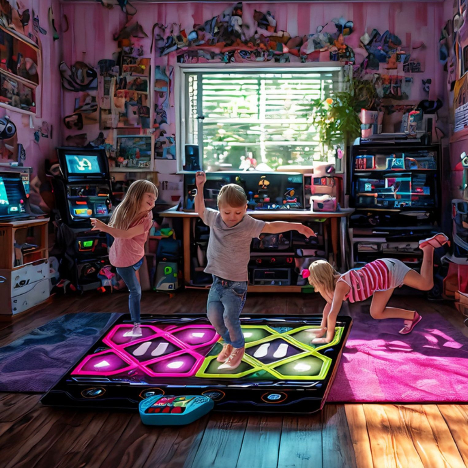 V888-ELOSUNG39913-202511241051-00.jpg Kids Dual Player Interactive Electronic Dance Mat - Extra Large 105x90cm Anti-Slip Music Game Pad with Two Modes & Three Ways, No TV Required - Image 1
