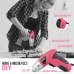 Green 42 Piece Home Tool Set with 4V Cordless Electric Screwdriver Kit for DIY Repairs and General Household Maintenance Portable Storage Case - Image 4