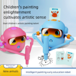 Pink Interactive Drawing Robot Educational Art Toy for Kids Smart Voice Guide Step-by-Step Painting Tutor with Cards - Image 2