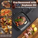 Four-piece set Heavy Duty Cast Iron Skillet & Grill Pan Thickened Vintage Style Cookware for Steak Breakfast & Camping - Image 3