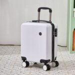 White 14 Inch Lightweight Carry-on Luggage for heights under 1.6m - Underseat & Overhead Cabin Hardside Suitcase