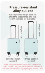 White 16 Inch Lightweight Carry-on Luggage for heights under 1.6m - Underseat & Overhead Cabin Hardside Suitcase - Image 3