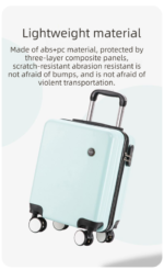 Black 16 Inch Lightweight Carry-on Luggage for heights over 1.6m - Underseat & Overhead Cabin Hardside Suitcase - Image 2