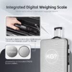 3 pcs 20"/24"/28" Digital Weighing Scale and USB Charging Port Lightweight Luggage Suitcase Silver - Image 2