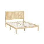 Artiss Bed Frame Queen Size with Rattan Headboard Wooden Bed Base BRUNO - Image 2