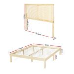 Artiss Bed Frame Queen Size with Rattan Headboard Wooden Bed Base BRUNO - Image 3