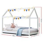 Artiss Bed Frame Wooden Kids House Frame White CASA - Image 3