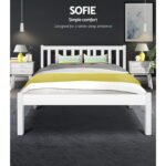 Artiss Bed Frame Double Size Wooden White SOFIE - Image 4