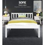 Artiss Bed Frame King Single Size Wooden White SOFIE - Image 4