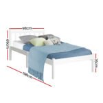 Artiss Bed Frame Single Size Wooden White SOFIE - Image 2