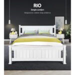 Artiss Bed Frame Queen Size Wooden White RIO - Image 3