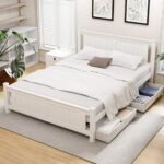 Artiss Bed Frame Queen Size Wooden Platform with 2 Storage Drawers White RIO - Image 7