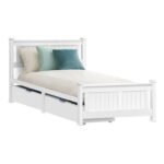 Artiss Bed Frame Single Size Wooden with 2 Drawers White RIO - Image 8