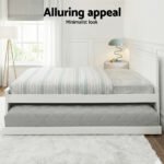 Artiss Bed Frame King Single Size Wooden Trundle Daybed White ELVIS - Image 7