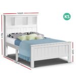 Artiss Bed Frame King Single Size Wooden with 3 Shelves Bed Head White - Image 2