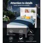 Artiss Bed Frame King Single Size Wooden with 3 Shelves Bed Head White - Image 3