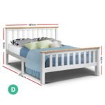 Artiss Bed Frame Double Size Wooden White PONY - Image 2