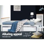 Artiss Bed Frame Double Size Wooden White PONY - Image 6