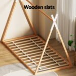 Artiss Bed Frame Wooden Kids House Single Frame Oak ENID - Image 5