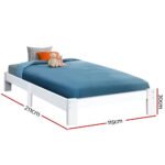 Artiss Bed Frame King Single Size Wooden White JADE - Image 2